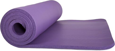 Thick Yoga Mat - Double Sided 1/2-Inch Workout Mat - 71x24-Inch Exercise Mat for Home Gym Fitness or Pilates with Carrying Strap by Wakeman (Purple) in Saudi Arabia