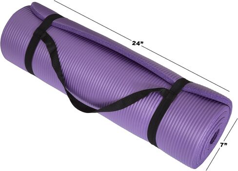 Thick Yoga Mat - Double Sided 1/2-Inch Workout Mat - 71x24-Inch Exercise Mat for Home Gym Fitness or Pilates with Carrying Strap by Wakeman (Purple) in Saudi Arabia