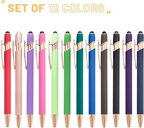 Ballpoint Pens with Stylus Tips，10 Pcs Retractable Metal Stylus Pen for Touch Screens, 1.0 mm Black Ink(Morandi color) in Saudi Arabia