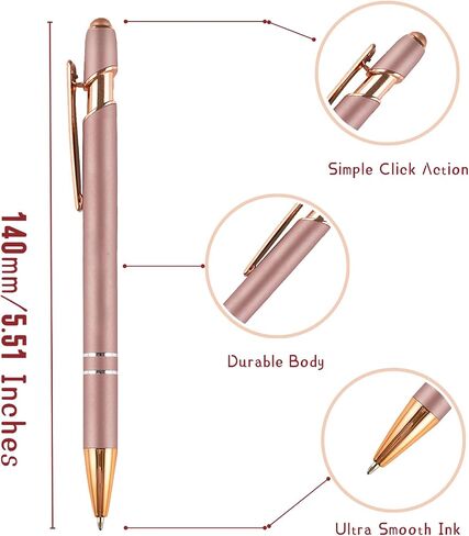 Ballpoint Pens with Stylus Tips，10 Pcs Retractable Metal Stylus Pen for Touch Screens, 1.0 mm Black Ink(Morandi color) in Saudi Arabia