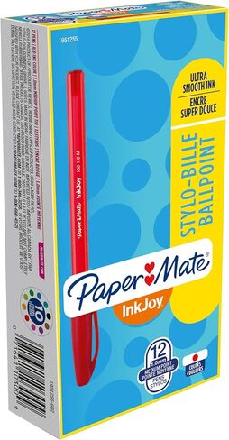 أقلام حبر جاف Paper Mate InkJoy 100ST، (1.0 مم) نقطة متوسطة، أزرق، صندوق مكون من 12 قطعة (1951256) in Saudi Arabia