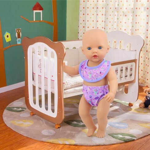 4 قطع من ملابس الدمية لحفاضات الأطفال و4 قطع من إكسسوارات مرايل الدمى لدمى الأطفال مقاس 14-18 بوصة in Kuwait