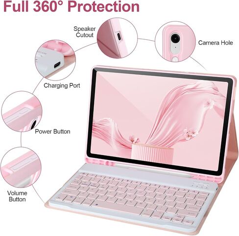 حافظة لوحة مفاتيح لهاتف سامسونج جالاكسي تاب S9 FE 10.9 بوصة/ S9 11 بوصة 2023، حافظة مع لوحة مفاتيح لهاتف سامسونج S9 FE مع حامل قلم S، لوحة مفاتيح بلوتوث لاسلكية قابلة للفصل لجهاز جالاكسي S9 11 بوصة إيقاظ/غفو تلقائي، وردي in Kuwait