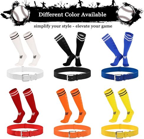 Complete Baseball or Softball Sock/Belt Combo Set - Youth & Adult Sizes Included for a Stylish Look on the Field in Saudi Arabia