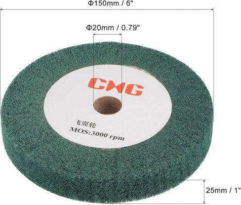 عجلة تلميع اللباد سلك نايلون رسم جلخ عجلة برفارف للفولاذ المقاوم للصدأ النحاس غير المنسوج 150 مللي متر × 25 مللي متر 240 حصى in Kuwait