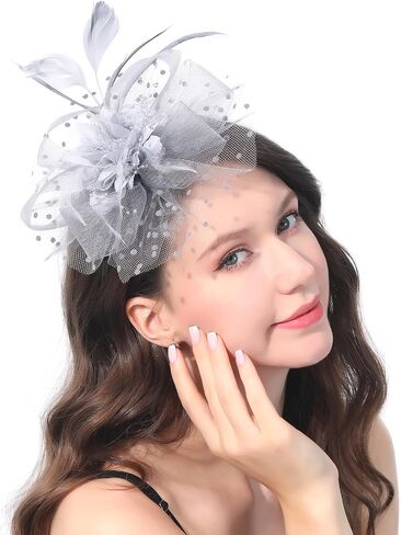 Ladiery Women Fascinators Hat for Tea Party Mesh Flower Feather Beads Kentucky Derby Hats with Headband and Clip for Girls in Saudi Arabia