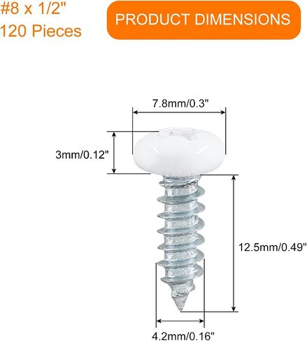 120Pcs White Wood Screws #8 x 1", Stainless Steel White Pan Head Screws Zinc Plated Self-Tapping Screws Phillips Sheet Metal Screws in Saudi Arabia