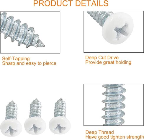 120Pcs White Wood Screws #8 x 1", Stainless Steel White Pan Head Screws Zinc Plated Self-Tapping Screws Phillips Sheet Metal Screws in Saudi Arabia