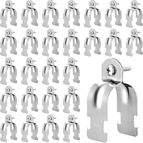 25 مجموعة EMT Pipe Universal Strut Clamps 304 الفولاذ المقاوم للصدأ قناة تبختر ملحق قناة مجلفنة مشبك أنابيب صلبة مع الترباس والجوز، فضي (2 بوصة) in Saudi Arabia