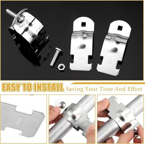 25 مجموعة EMT Pipe Universal Strut Clamps 304 الفولاذ المقاوم للصدأ قناة تبختر ملحق قناة مجلفنة مشبك أنابيب صلبة مع الترباس والجوز، فضي (2 بوصة) in Saudi Arabia