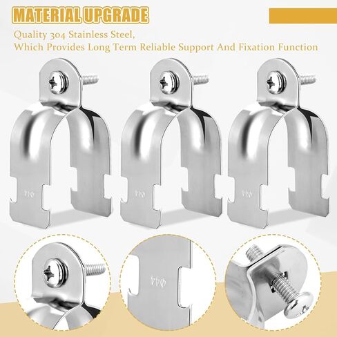 25 مجموعة EMT Pipe Universal Strut Clamps 304 الفولاذ المقاوم للصدأ قناة تبختر ملحق قناة مجلفنة مشبك أنابيب صلبة مع الترباس والجوز، فضي (2 بوصة) in Saudi Arabia