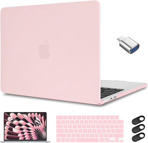CISSOOK Baby Pink Case for MacBook Air 15 Inch M3 A3114 A2941 M2 2023 2024 Release, Plastic Chalk Pink Hard Shell Cover with Keyboard Cover Screen Protector for MacBook Air 15 with Touch ID 2023-2024 in Saudi Arabia