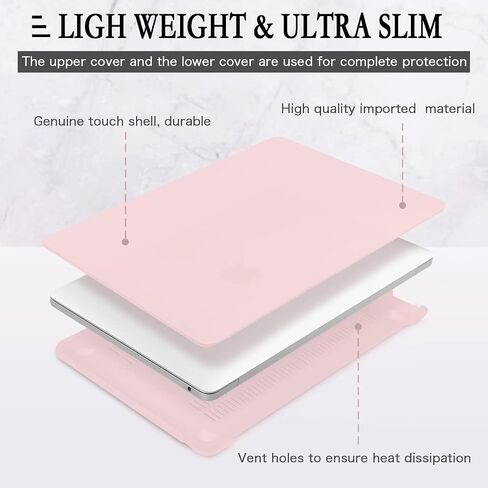 CISSOOK Baby Pink Case for MacBook Air 15 Inch M3 A3114 A2941 M2 2023 2024 Release, Plastic Chalk Pink Hard Shell Cover with Keyboard Cover Screen Protector for MacBook Air 15 with Touch ID 2023-2024 in Saudi Arabia