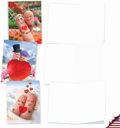 The Best Card Company - 10 بطاقات ملاحظات فارغة للأطفال (4 × 5.12 بوصة) - بطاقات ملاحظات لطيفة متنوعة في صندوق، بطاقات ممتعة للأطفال - أصابع محبة M3857OCB-B1x10 in Kuwait
