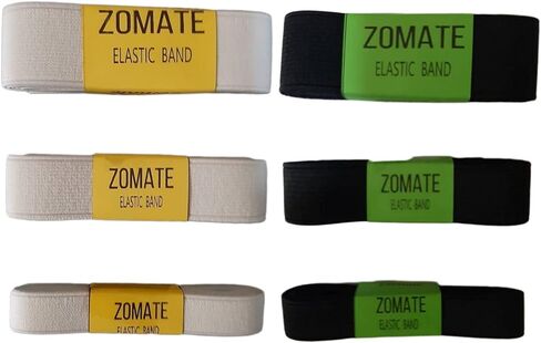 6 Yards Mix Size 1" 3/4" 1/2" Inch Flat Elastic Bands Black & White Ribbon Sewing Fabric for Clothing Costumes DIY Webbing Garment Trousers Accessory Waistband Pants Bra Bags Headband in Kuwait