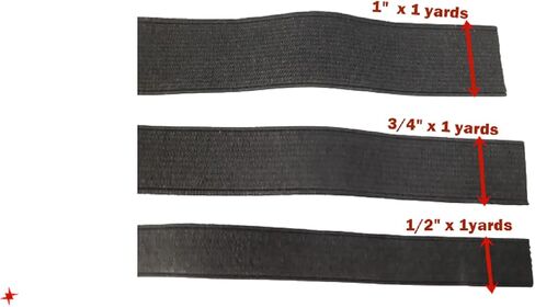 6 Yards Mix Size 1" 3/4" 1/2" Inch Flat Elastic Bands Black & White Ribbon Sewing Fabric for Clothing Costumes DIY Webbing Garment Trousers Accessory Waistband Pants Bra Bags Headband in Kuwait
