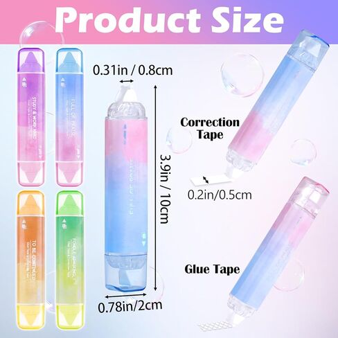 2 in 1 White Out Correction Tape and Double Sided Tape Pen Adhesive Roller, Quick Dry Japan White Out with Permanent Adhesive Tape Runner for School, Office, Crafting, Scrapbooking (4 Pack) in Kuwait