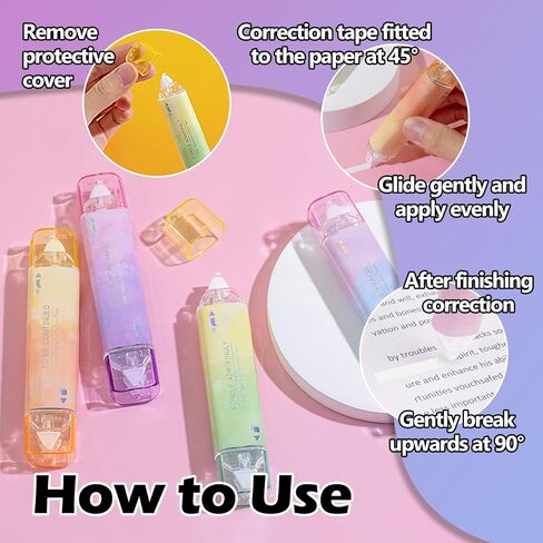 2 in 1 White Out Correction Tape and Double Sided Tape Pen Adhesive Roller, Quick Dry Japan White Out with Permanent Adhesive Tape Runner for School, Office, Crafting, Scrapbooking (4 Pack) in Kuwait