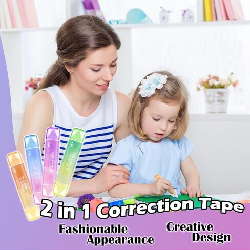 2 in 1 White Out Correction Tape and Double Sided Tape Pen Adhesive Roller, Quick Dry Japan White Out with Permanent Adhesive Tape Runner for School, Office, Crafting, Scrapbooking (4 Pack) in Kuwait