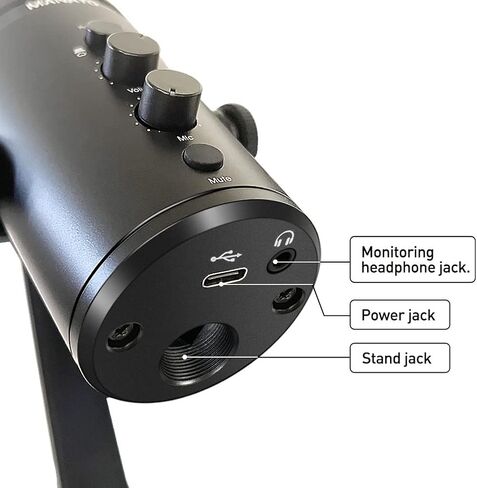 ميكروفون بمكثف USB للتسجيل والبث والبث والألعاب. ميكروفون USB/USB-c احترافي للكمبيوتر والكمبيوتر المحمول والهاتف وأجهزة Mac، التوصيل والتشغيل، وضع Cardoid وثنائي الاتجاه. in Kuwait