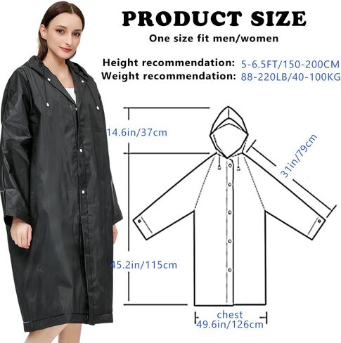 2 Pack Rain Ponchos for Adults Reusable, EVA Portable Emergency Raincoats for Women Men with Hood for Disney Outdoor in Saudi Arabia