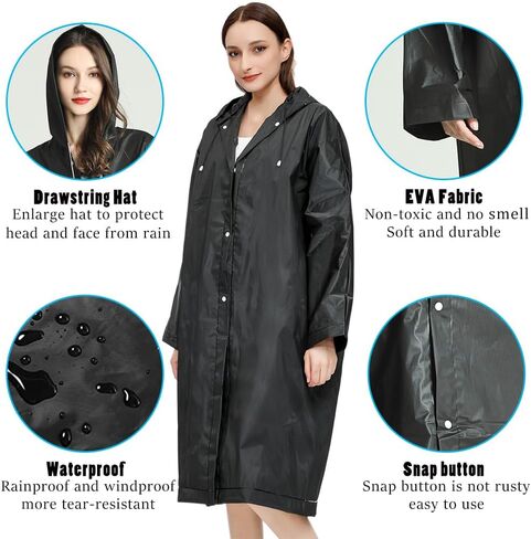 2 Pack Rain Ponchos for Adults Reusable, EVA Portable Emergency Raincoats for Women Men with Hood for Disney Outdoor in Saudi Arabia
