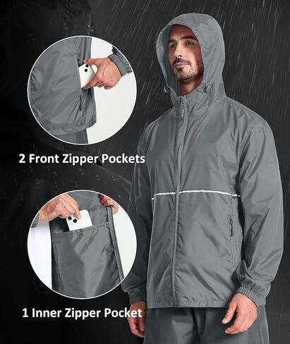 SWISSWELL Men's Rain Jacket Windbreaker Packable,Lightweight Golf Rain Coat Inner Pocket for Camping Hiking Cycling in Kuwait
