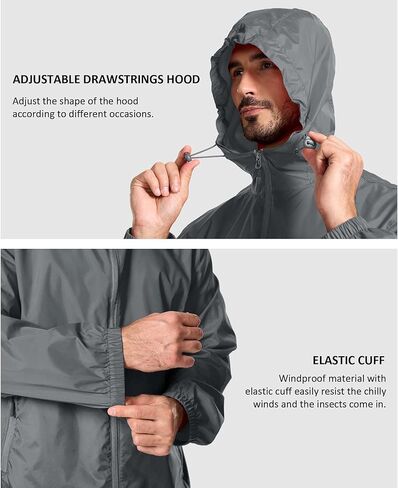 SWISSWELL Men's Rain Jacket Windbreaker Packable,Lightweight Golf Rain Coat Inner Pocket for Camping Hiking Cycling in Kuwait