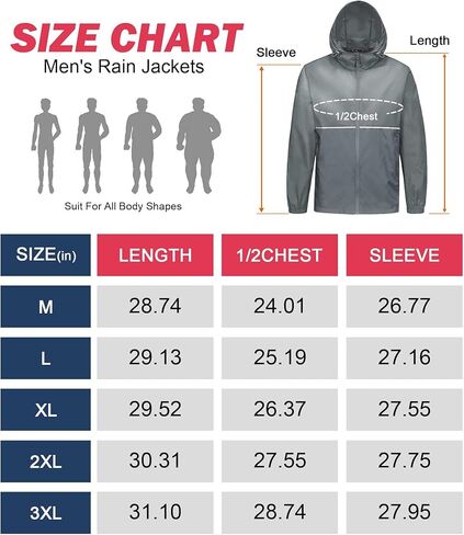 SWISSWELL Men's Rain Jacket Windbreaker Packable,Lightweight Golf Rain Coat Inner Pocket for Camping Hiking Cycling in Kuwait