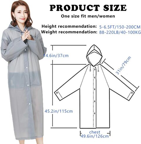 2 Pack Rain Ponchos for Adults Reusable, EVA Portable Emergency Raincoats for Women Men with Hood for Disney Outdoor in Saudi Arabia