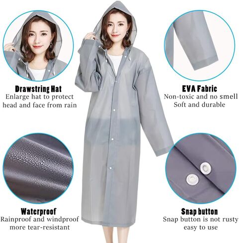2 Pack Rain Ponchos for Adults Reusable, EVA Portable Emergency Raincoats for Women Men with Hood for Disney Outdoor in Saudi Arabia