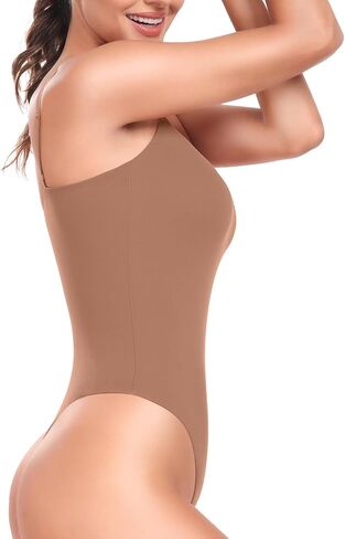 HeyNuts Women's Double Layer Ultra Soft Spaghetti Strap Scoop Neck Sleeveless Bodysuit, Backless Causal Tank Tops in Saudi Arabia