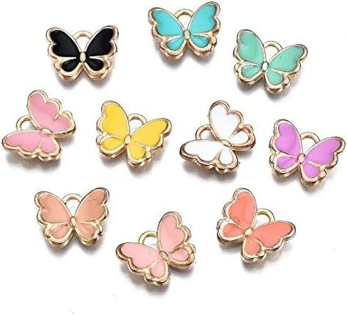 DanLingJewelry 100 قطعة من المينا ذات الألوان العشوائية، دلايات الوجه السعيد، دلايات المينا اللطيفة، دلايات متدلية مع حلقة لصنع سوار قلادة ذاتية الصنع in Kuwait