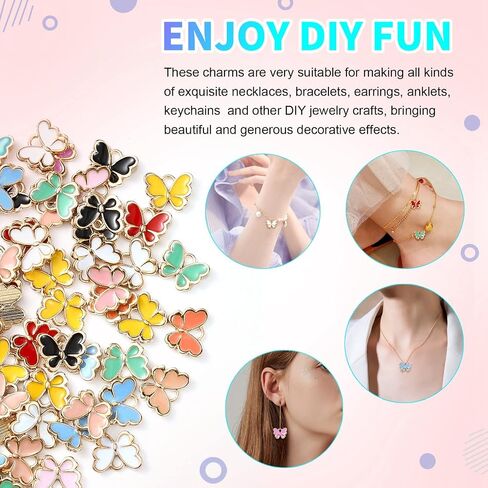 DanLingJewelry 100 قطعة من المينا ذات الألوان العشوائية، دلايات الوجه السعيد، دلايات المينا اللطيفة، دلايات متدلية مع حلقة لصنع سوار قلادة ذاتية الصنع in Kuwait