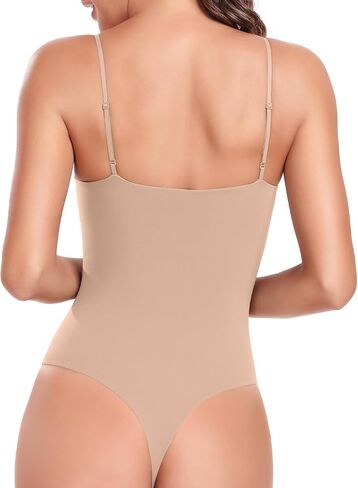 HeyNuts Women's Double Layer Ultra Soft Spaghetti Strap Scoop Neck Sleeveless Bodysuit, Backless Causal Tank Tops in Saudi Arabia