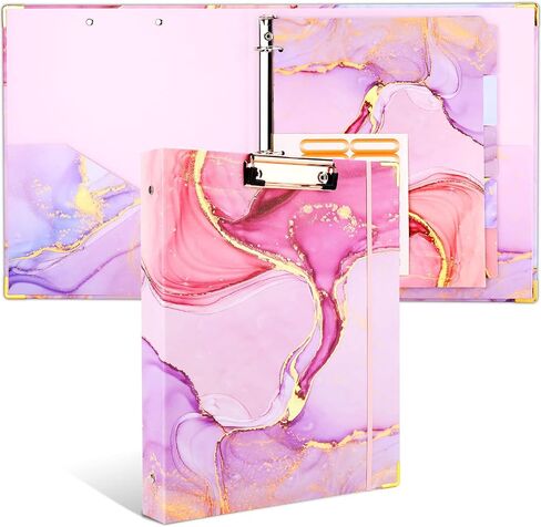 Ddaowanx 3 Ring Binder 1 Inch, Clipboard Folio with 5 Tab Dividers, Cute Binder Holds 8.5" x 11" Paper, Binder for School Office Supplies, Clipboard with Storage, Aesthetic Clipboard for Nurses in Saudi Arabia