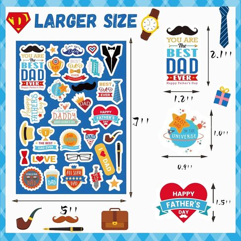 Fathers Day Stickers for Kids 695PCS Best Dad Stickers Happy Fathers Day Stickers Bulk Fathers Day Labels Fathers Day Favor Feliz Dia Del Padre Stickers for Water Bottle Scrapbook in Saudi Arabia