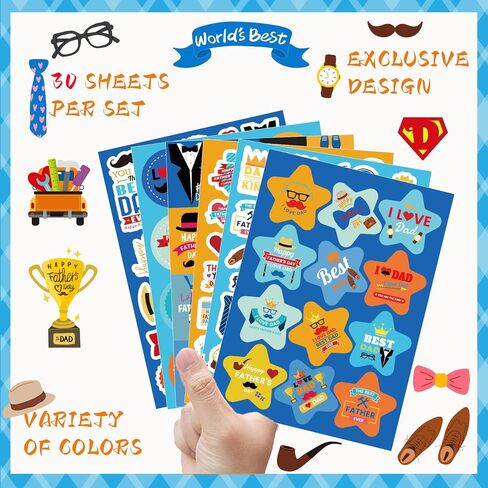 Fathers Day Stickers for Kids 695PCS Best Dad Stickers Happy Fathers Day Stickers Bulk Fathers Day Labels Fathers Day Favor Feliz Dia Del Padre Stickers for Water Bottle Scrapbook in Saudi Arabia