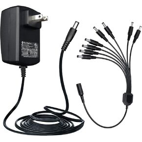 ANLINK 12V 3A 6ft Power Adapter, AC 100-240V to DC 12V 3A (3000mA) & 8-Way Power Splitter Cable for CCTV Security Camera/DVR/NVR/LED Strip Lights and More, ETL/FCC (6ft, 20AWG) in Kuwait