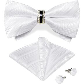 Dibangu Men's Paisley Floral Bow Ties مسبقًا أزرار أكمام مربعة مربعة in Kuwait