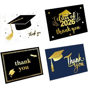2025 Graduation Thank You Cards with Envelopes 24 Pack Gold Foil Notes Thank You Notes Congrats Grads Friends Family Party Supply End of School Year Thank You Cards in Kuwait
