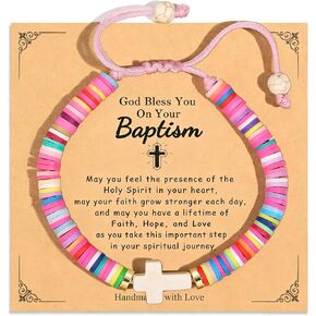 First Communion Gifts for Girls, Catholic Cross Bracelet First Holy Communion Decorations Baptism Confirmation Gifts for Daughter Granddaughter Niece Goddaughter in Kuwait