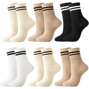 Jspupifip 6 Pairs Slouch Socks for Woman Scrunch Socks Knit Mid Calf Rib Tube Scrunchy Slouchy Retro Trendy Crew Socks in Saudi Arabia