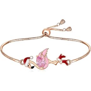 Fenthring Flamingo Bracelet Sterling Silver for Women Cute Animal Cross Rose Gold Pink Bird Flamingo Friendship Bracelets Jewelry Christmas Holiday Summer Gifts in Saudi Arabia