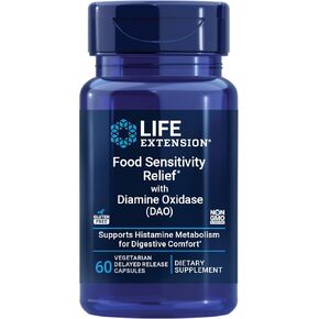 امتداد الحياة حساسية الغذاء تخفيف مع أوكسيديز ديامين (DAO) ، الغاز العرضي ، الراحة الهضمية ، حساسية الهستامين ، مكمل إنزيم DAO ، خالي من الغلوتين ، غير المعدلة وراثيا ، نباتي ، 60 كبسولة in Kuwait