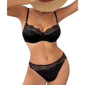 C'est Nickel Sexy Lingerie for Women Lace Mesh Match Match and Banty مجموعات ساتان صدرية وملابس داخلية من مجموعة الملابس الداخلية 2 قطعة in Kuwait