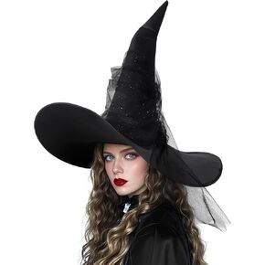 Halloween Women's Black Witch Hat Oversized Witches Hats Wide Brim Party Accessory in Kuwait