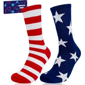 American USA Flag Socks for Women Men, Patriotic Red White and Blue Stars & Stripes Accessories for 4th of July Outfits, Independence Day & Birthday Gifts for Adults, Vietnam Veterans in Kuwait