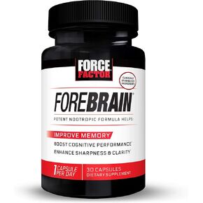 Force Factor Forebrain Nootropic Brain Supplement to Improve Memory, Boost Focus, Increase Mental Energy, and Support Brain Health with Caffeine, Bacopa, and Huperzine A, 30 Capsules in Kuwait