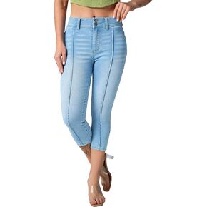 roswear Women’s Capri Pants Trendy Mid Rise Skinny Stretchy Front Seam Denim Jeans in Kuwait